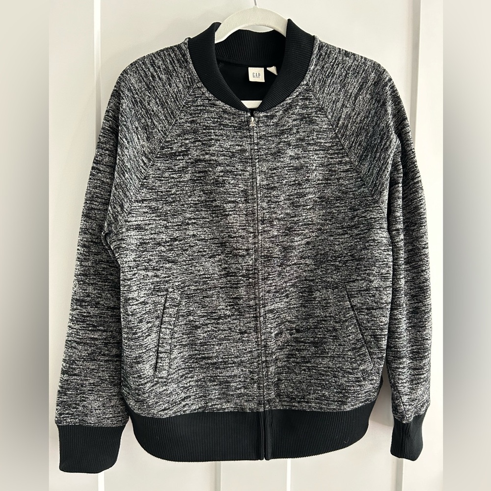 Gap knit bomber jacket marled grey size small‎